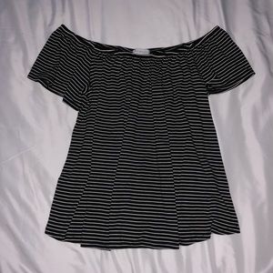 Striped Off-the-Shoulder Shirt